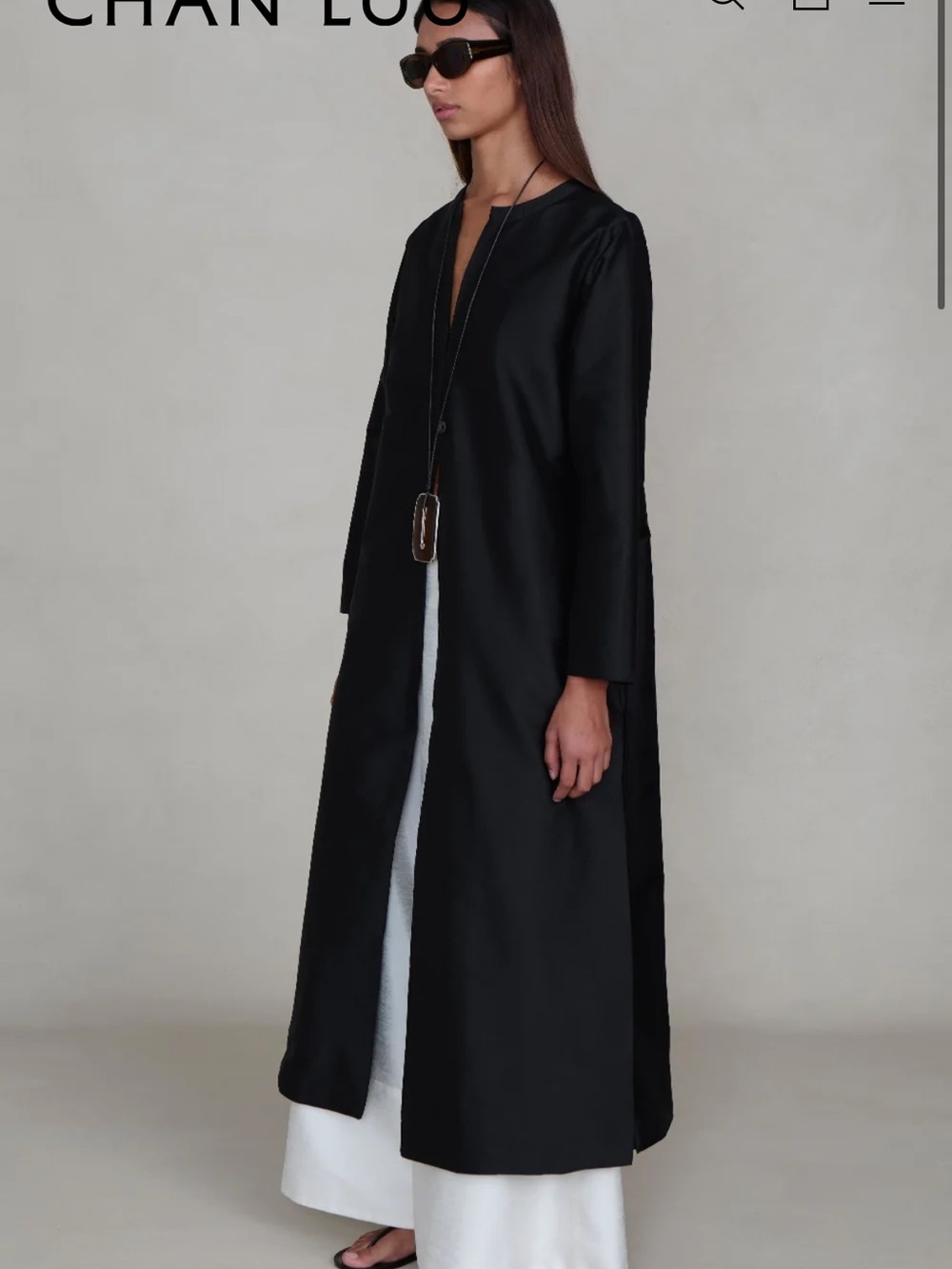 Chan Luu Black Long Satin Robe
